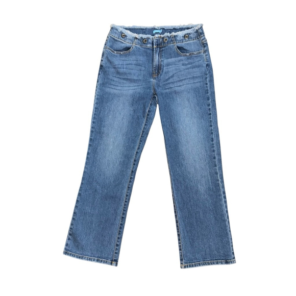 J.McLaughlin Denim - J.McLaughlin Fray Top Jeans Size 10 Blue Denim sailor beach preppy classy crop